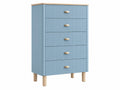 Cassettiera 80 x 40 x 120 cm in legno azzurro con 5 cassetti stile moderno