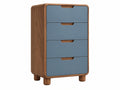 Cassettiera 60 x 40 x 110 cm in legno noce e blu - quattro cassetti stile moderno