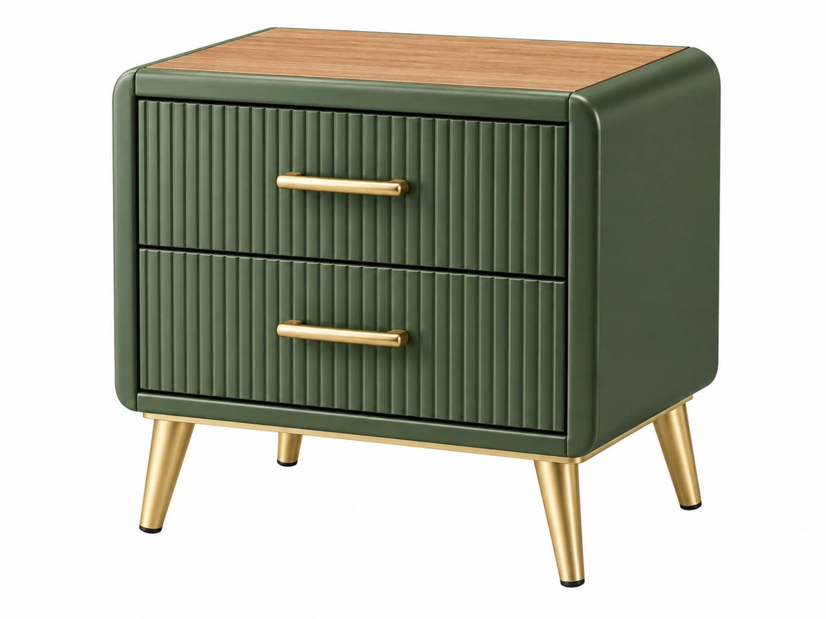 Comodino 50 x 40 x 55 cm in legno verde con cassetti stile moderno