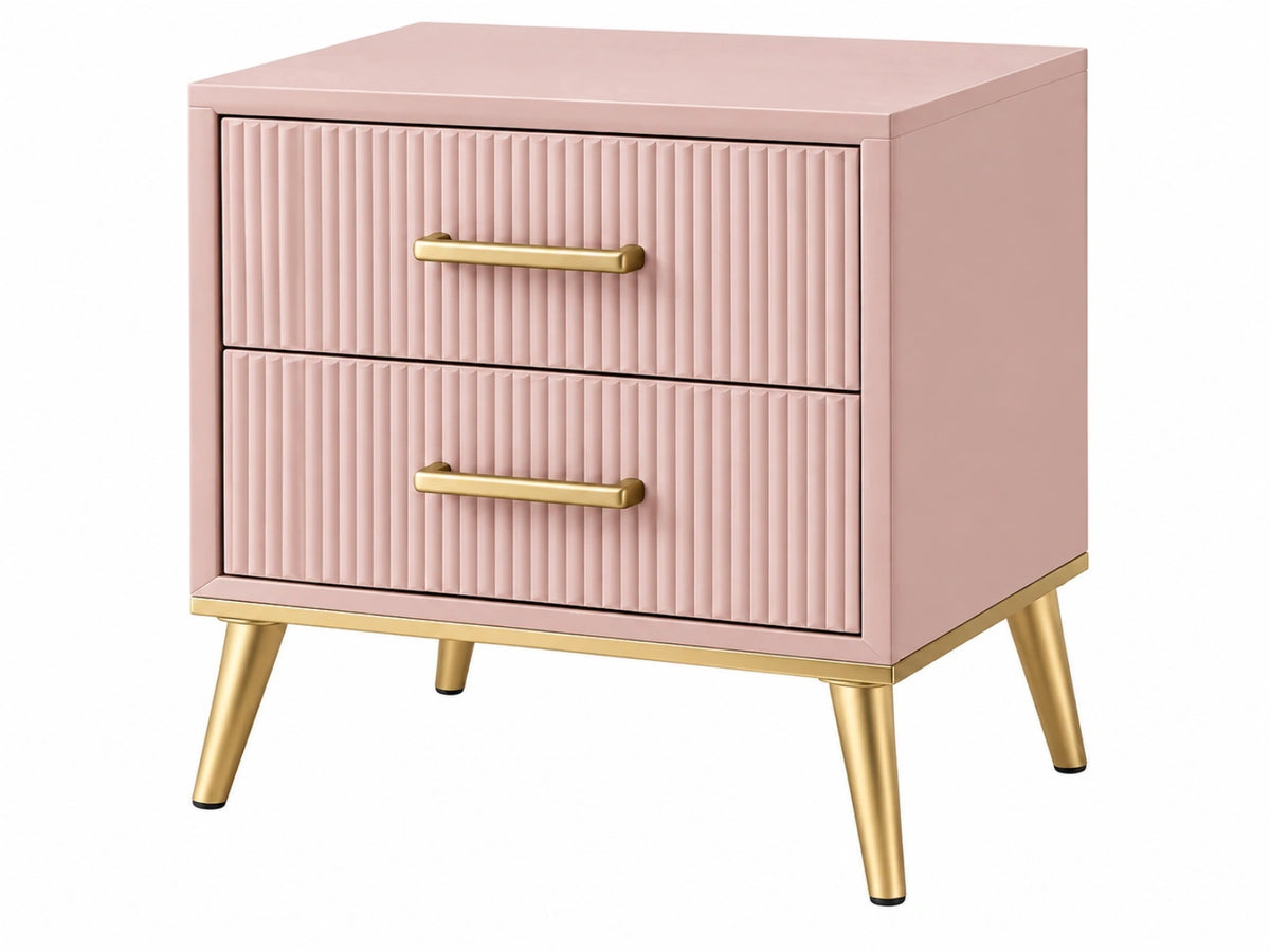 Comodino 50 x 40 x 60 cm in legno rosa con 2 cassetti stile moderno