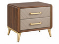 Comodino 60 x 40 x 60 cm in legno marrone e similpelle beige - 2 cassetti stile moderno