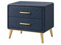 Comodino 50 x 40 x 55 cm in similpelle blu con 2 cassetti - stile moderno