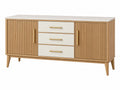 Credenza 160 x 45 x 85 cm in legno beige e bianco con ante scanalate