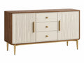 Credenza 160 x 40 x 85 cm in legno marrone e bianco con ante scanalate stile moderno
