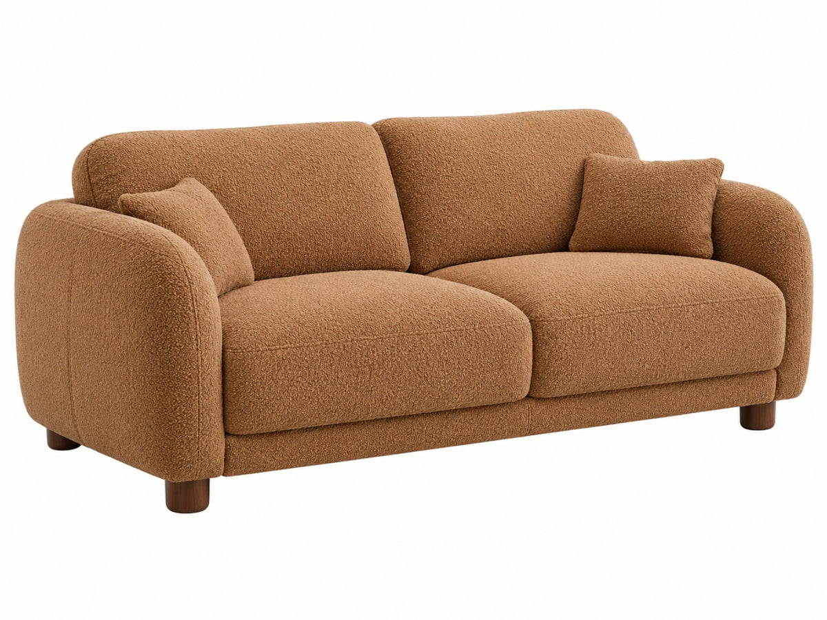 Divano 2 posti 180 x 90 x 85 cm in tessuto bouclé marrone stile moderno
