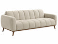 Divano 3 posti 220 x 90 x 82 cm in tessuto beige con gambe in legno stile moderno