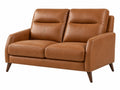 Divano 2 posti 160 x 90 x 85 cm in similpelle marrone - stile moderno con piedi in legno