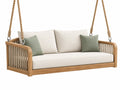 Dondolo sospeso da giardino 140 x 75 x 65 cm in legno e corda beige stile naturale