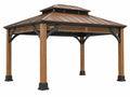 Gazebo da giardino 300 x 300 cm in acciaio marrone con tetto a padiglione