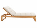 Lettino prendisole 200 x 70 cm in legno marrone con rivestimento beige reclinabile