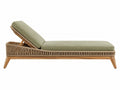 Lettino prendisole 200 x 75 x 75 cm in legno e corda intrecciata verde salvia per esterno con schienale reclinabile