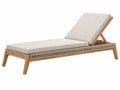 Lettino prendisole 200 x 70 cm in legno beige con schienale reclinabile da esterno