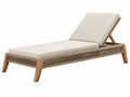 Lettino prendisole 200 x 75 x 85 cm in legno e corda beige per esterno - schienale reclinabile