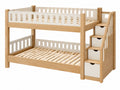 Letto a castello 250 x 105 x 170 cm in legno naturale e bianco con scala contenitore