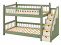 Letto a castello 198 x 100 cm in legno verde e bianco con scala contenitore