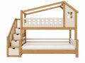 Letto a castello 120 x 190 cm in legno naturale e bianco con scala contenitore stile casetta
