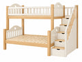 Letto a castello 90 x 190 cm in legno naturale e bianco con scala contenitore