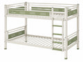 Letto a castello 90 x 190 cm in metallo bianco e verde con scala
